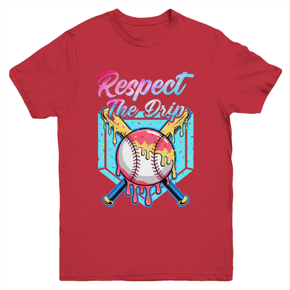 Baseball Drip Boys Home Plate Youth Sports Respect The Drip Youth Shirt | siriusteestore