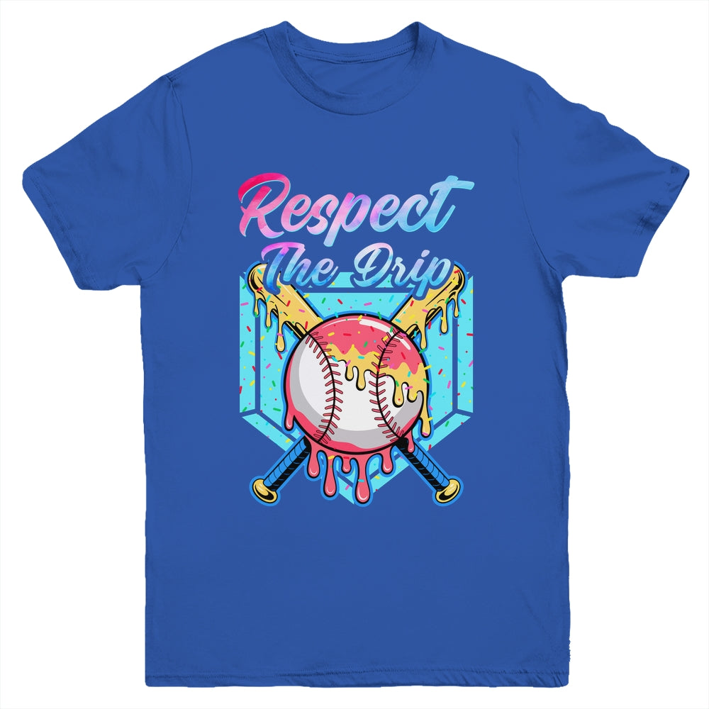 Baseball Drip Boys Home Plate Youth Sports Respect The Drip Youth Shirt | siriusteestore