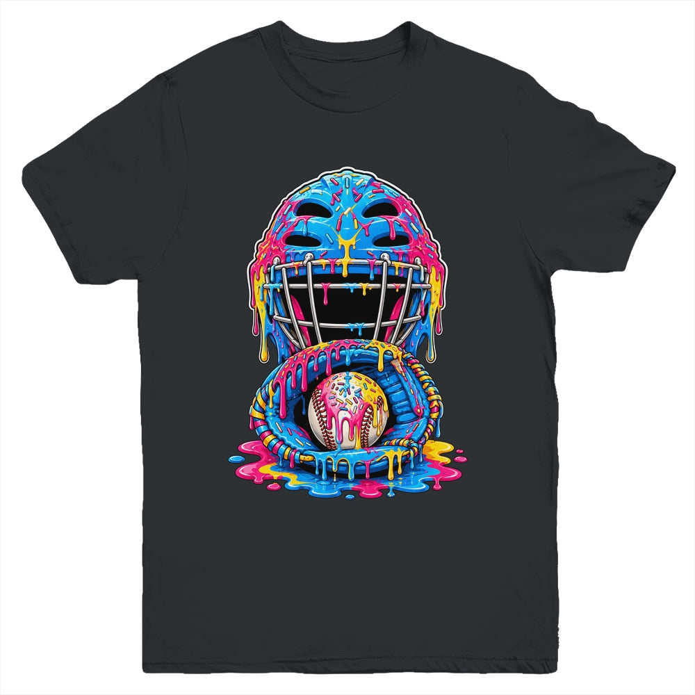 Baseball Drip Catcher Boys Ice Cream Kids Baseball Lovers Youth Shirt | siriusteestore