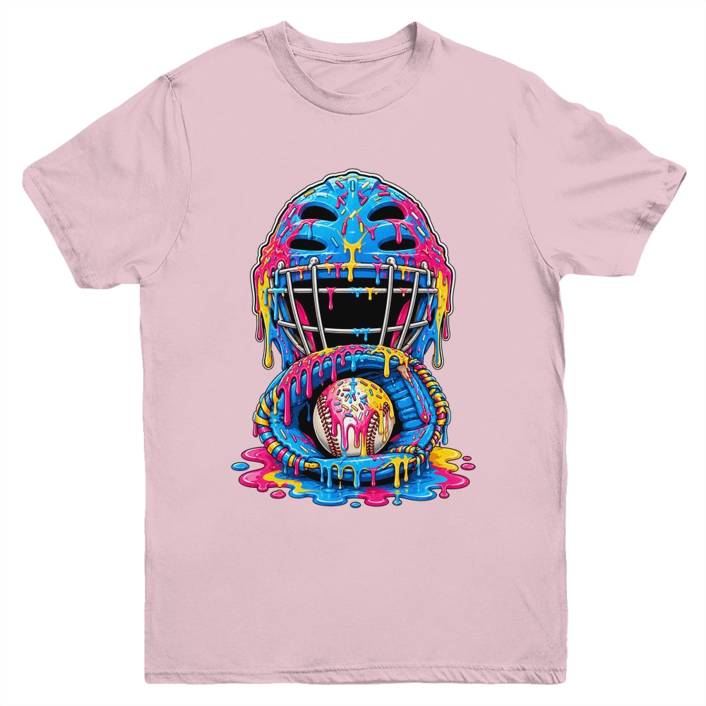 Baseball Drip Catcher Boys Ice Cream Kids Baseball Lovers Youth Shirt | siriusteestore