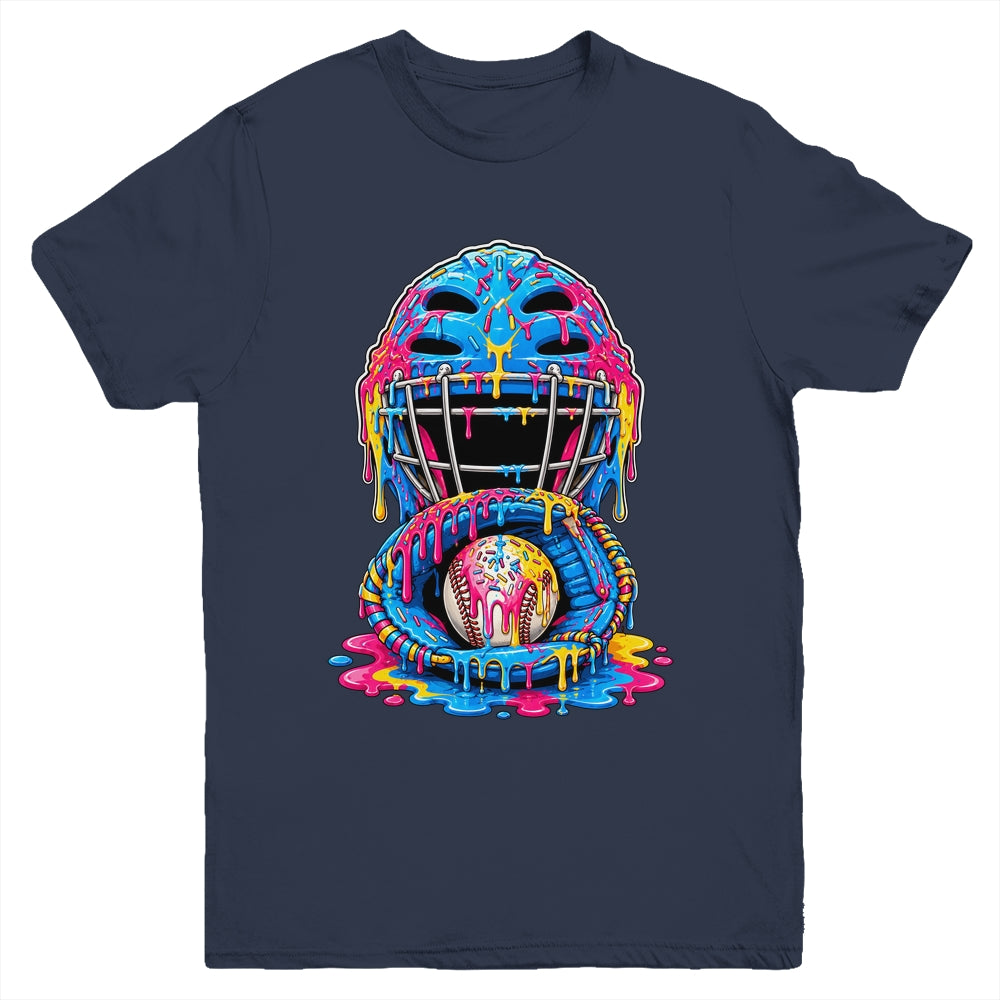Baseball Drip Catcher Boys Ice Cream Kids Baseball Lovers Youth Shirt | siriusteestore