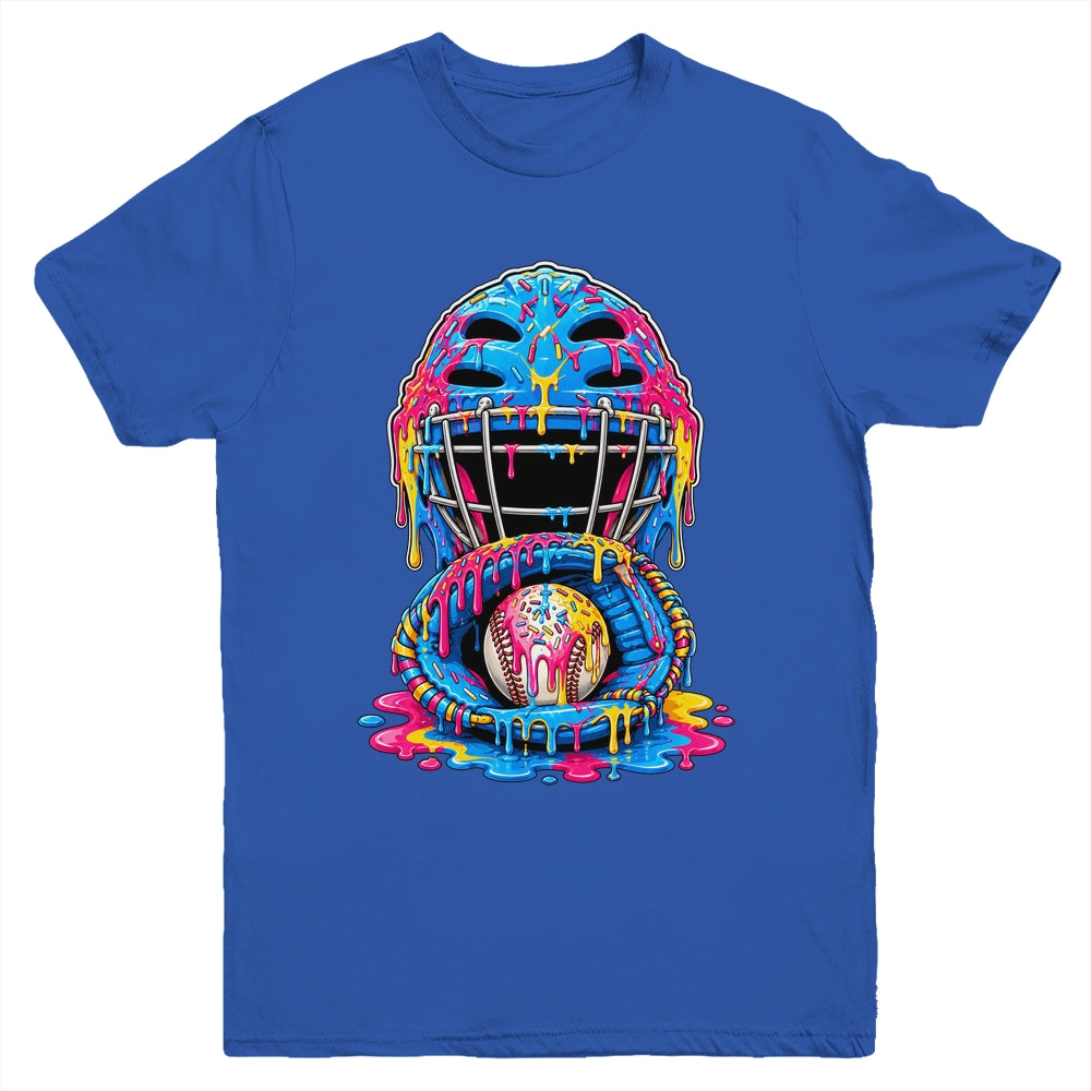 Baseball Drip Catcher Boys Ice Cream Kids Baseball Lovers Youth Shirt | siriusteestore