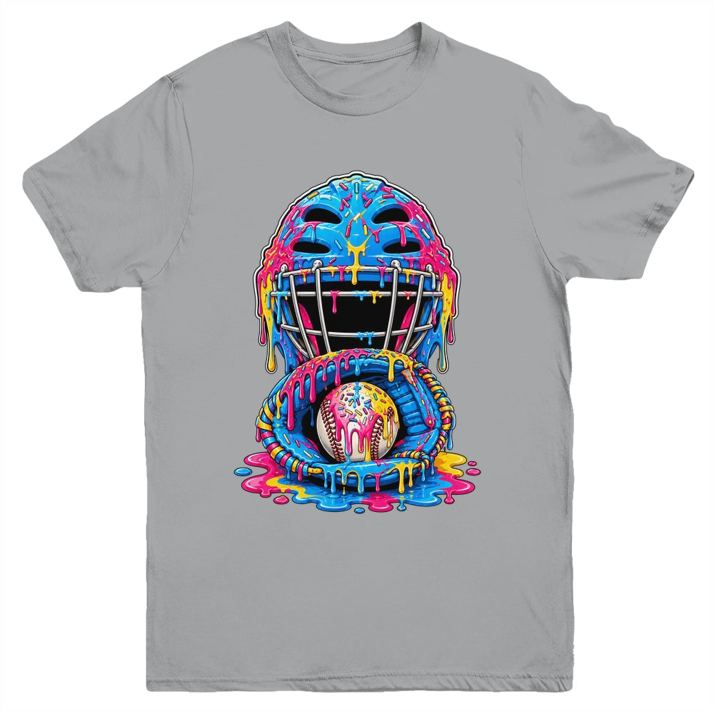 Baseball Drip Catcher Boys Ice Cream Kids Baseball Lovers Youth Shirt | siriusteestore