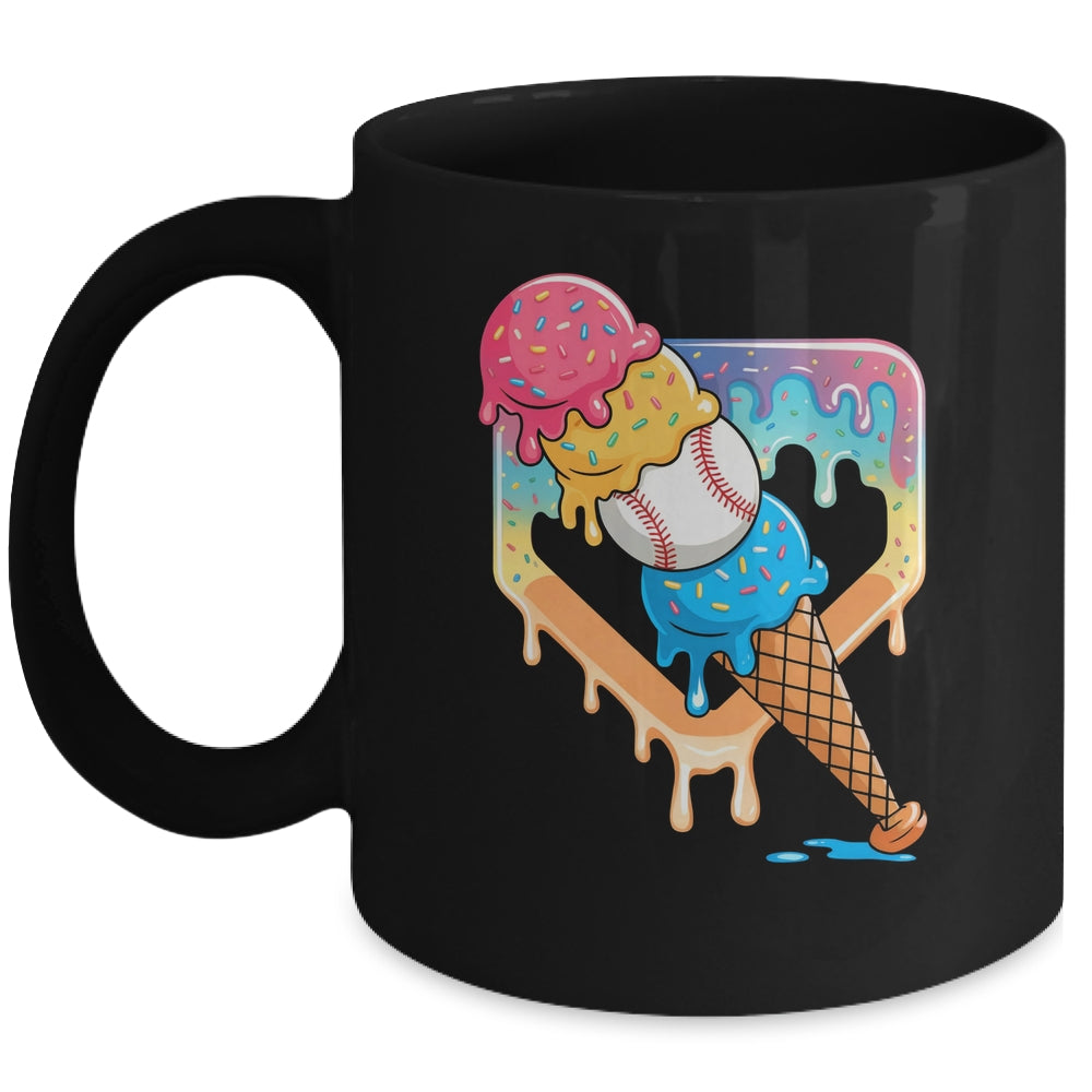 Baseball Drip For Boys Home Plate Ice Cream Drip Youth Sport Mug | siriusteestore