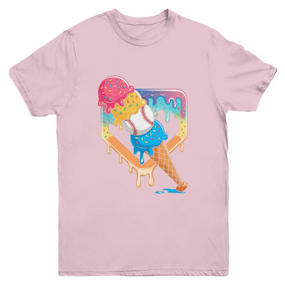 Baseball Drip For Boys Home Plate Ice Cream Drip Youth Sport Youth Shirt | siriusteestore