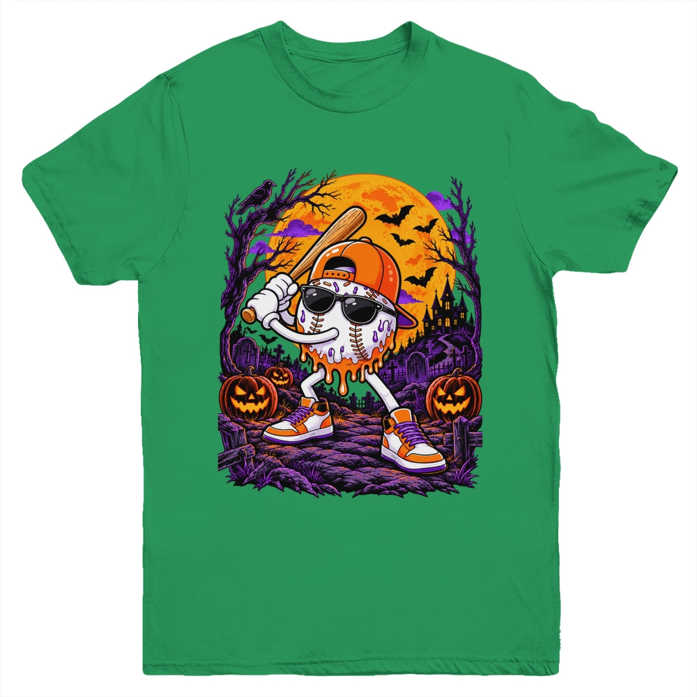 Baseball Drip For Boys Ice Cream Drip Baseball Halloween Youth Shirt | siriusteestore