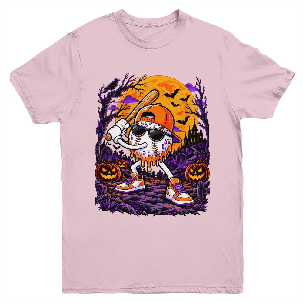Baseball Drip For Boys Ice Cream Drip Baseball Halloween Youth Shirt | siriusteestore