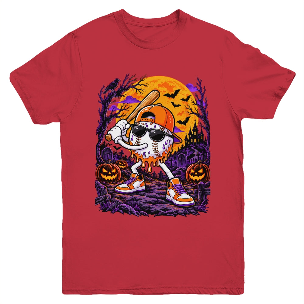 Baseball Drip For Boys Ice Cream Drip Baseball Halloween Youth Shirt | siriusteestore