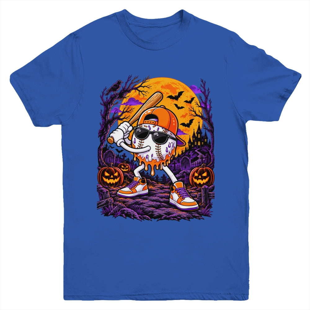 Baseball Drip For Boys Ice Cream Drip Baseball Halloween Youth Shirt | siriusteestore