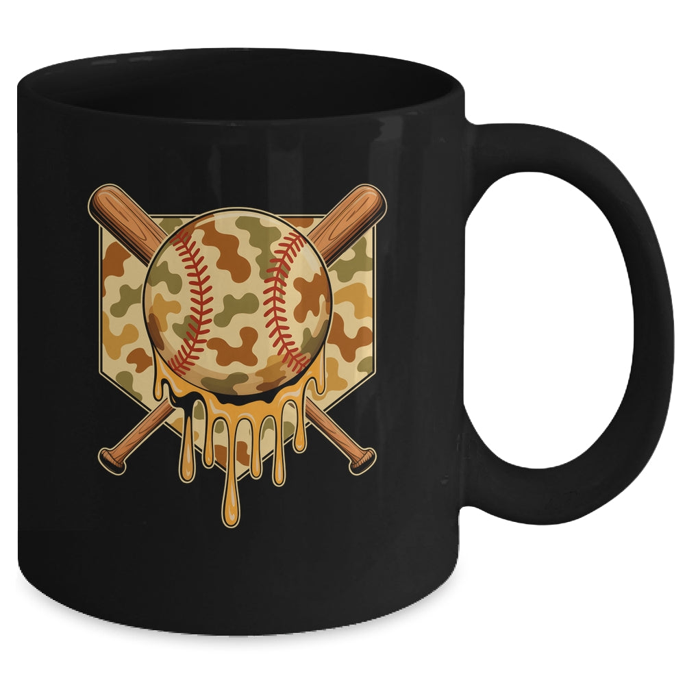 Baseball Drip For Boys Ice Cream Dripping Boys Baseball Camo Mug | siriusteestore