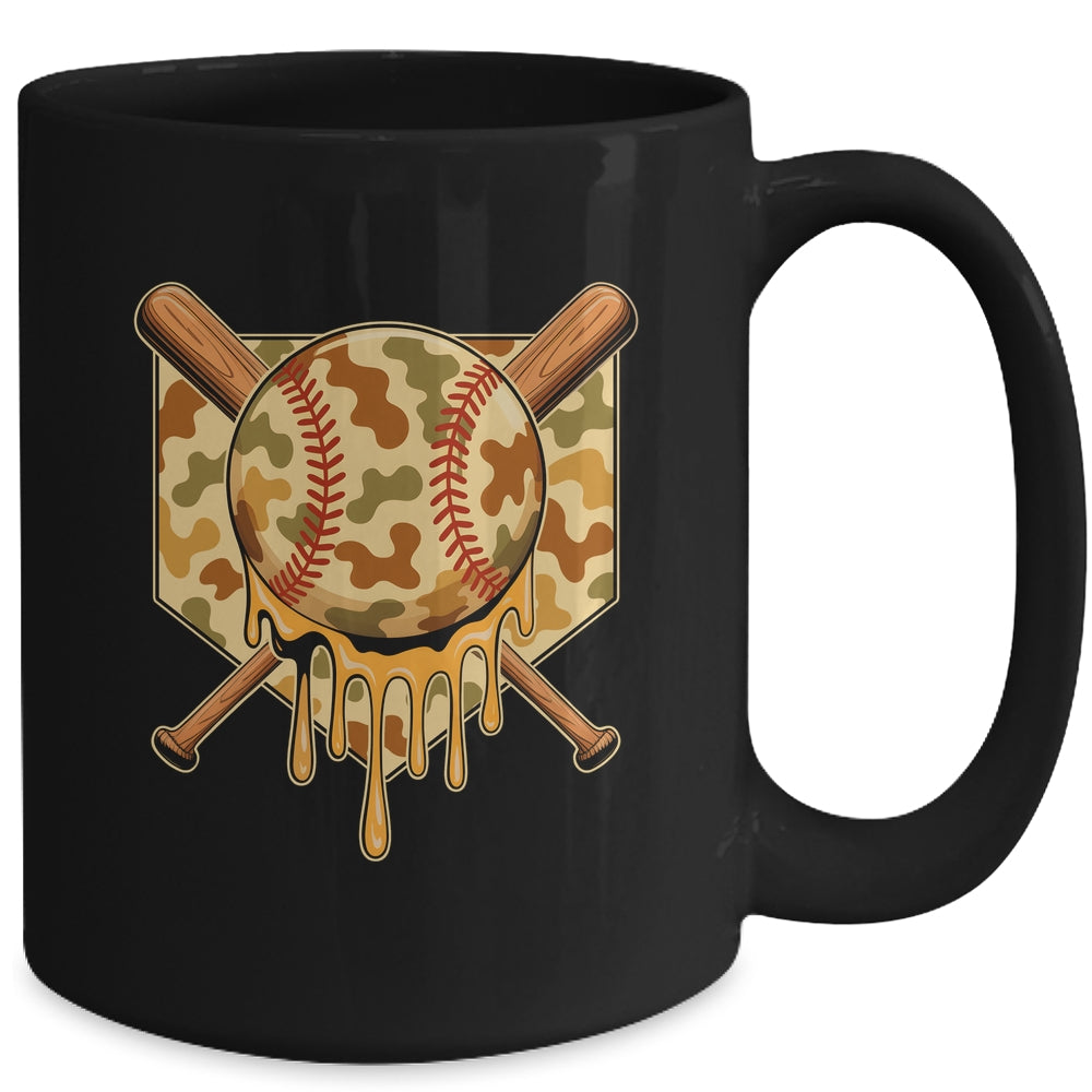 Baseball Drip For Boys Ice Cream Dripping Boys Baseball Camo Mug | siriusteestore