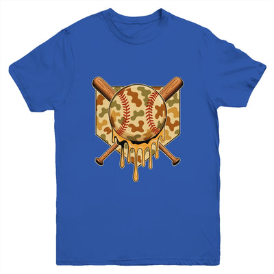 Baseball Drip For Boys Ice Cream Dripping Boys Baseball Camo Youth Shirt | siriusteestore