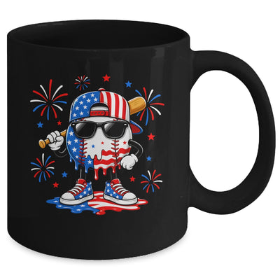 Baseball Drip Ice Cream Boys Youth 4Th Of July American Flag Mug | siriusteestore
