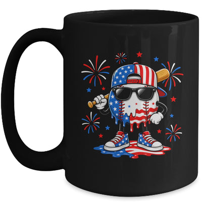 Baseball Drip Ice Cream Boys Youth 4Th Of July American Flag Mug | siriusteestore