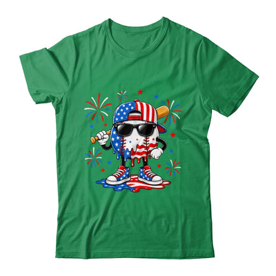 Baseball Drip Ice Cream Boys Youth 4Th Of July American Flag Shirt & Hoodie | siriusteestore