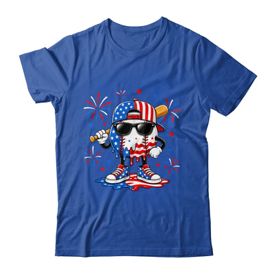 Baseball Drip Ice Cream Boys Youth 4Th Of July American Flag Shirt & Hoodie | siriusteestore