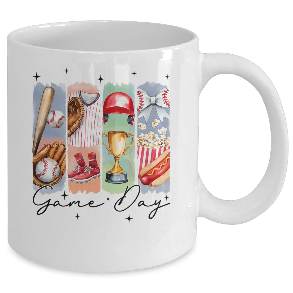 Baseball Game Day Coquette Bow Baseball Mama Mom Cheer Mug | siriusteestore