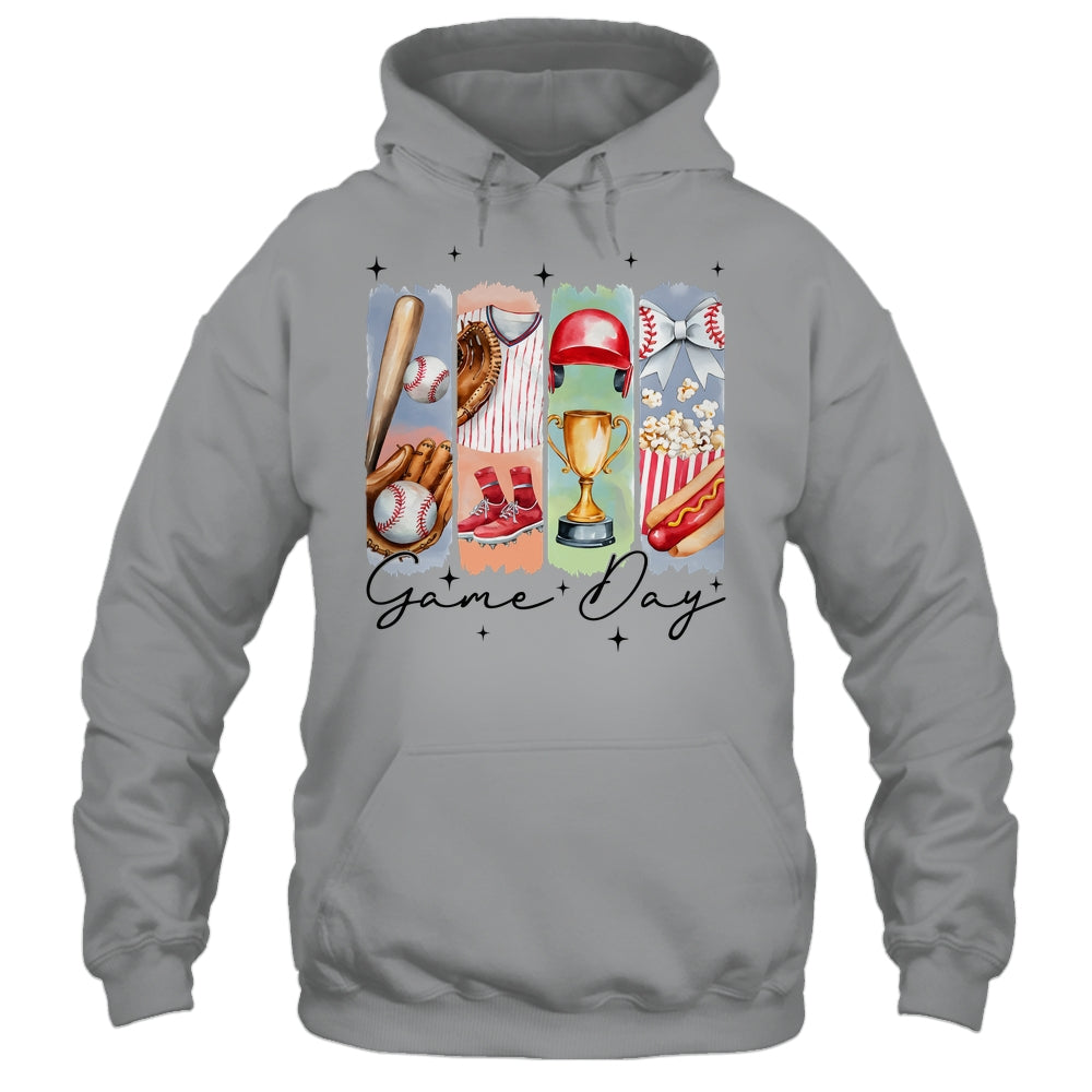 Baseball Game Day Coquette Bow Baseball Mama Mom Cheer Shirt & Tank Top | siriusteestore