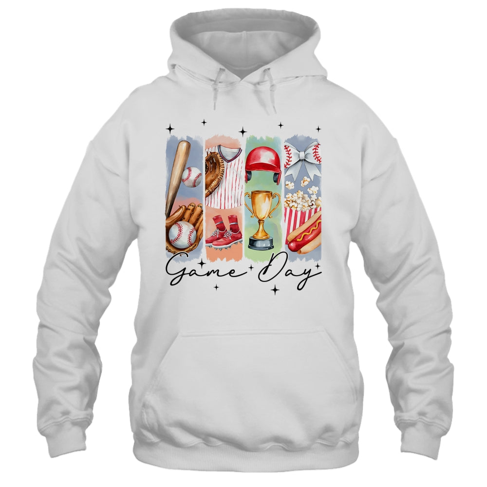 Baseball Game Day Coquette Bow Baseball Mama Mom Cheer Shirt & Tank Top | siriusteestore