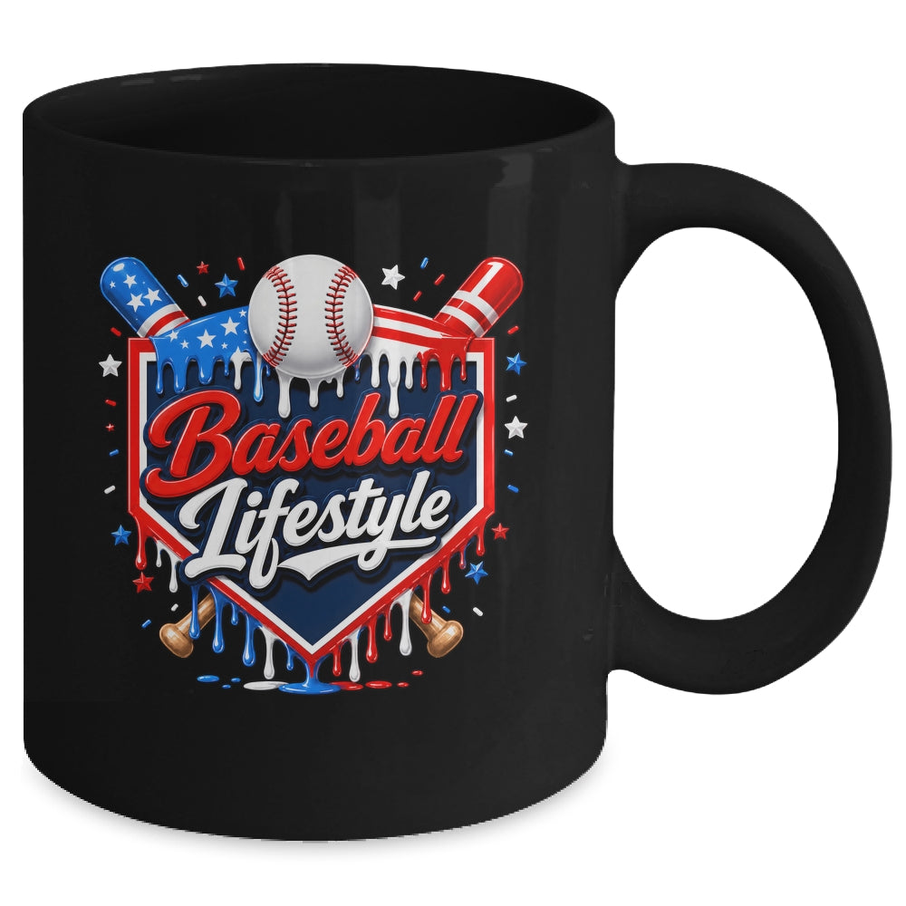 Baseball Life Style 4Th Of July Youth Drip Baseball Boy Kids Mug | siriusteestore