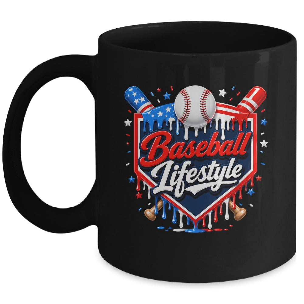 Baseball Life Style 4Th Of July Youth Drip Baseball Boy Kids Mug | siriusteestore