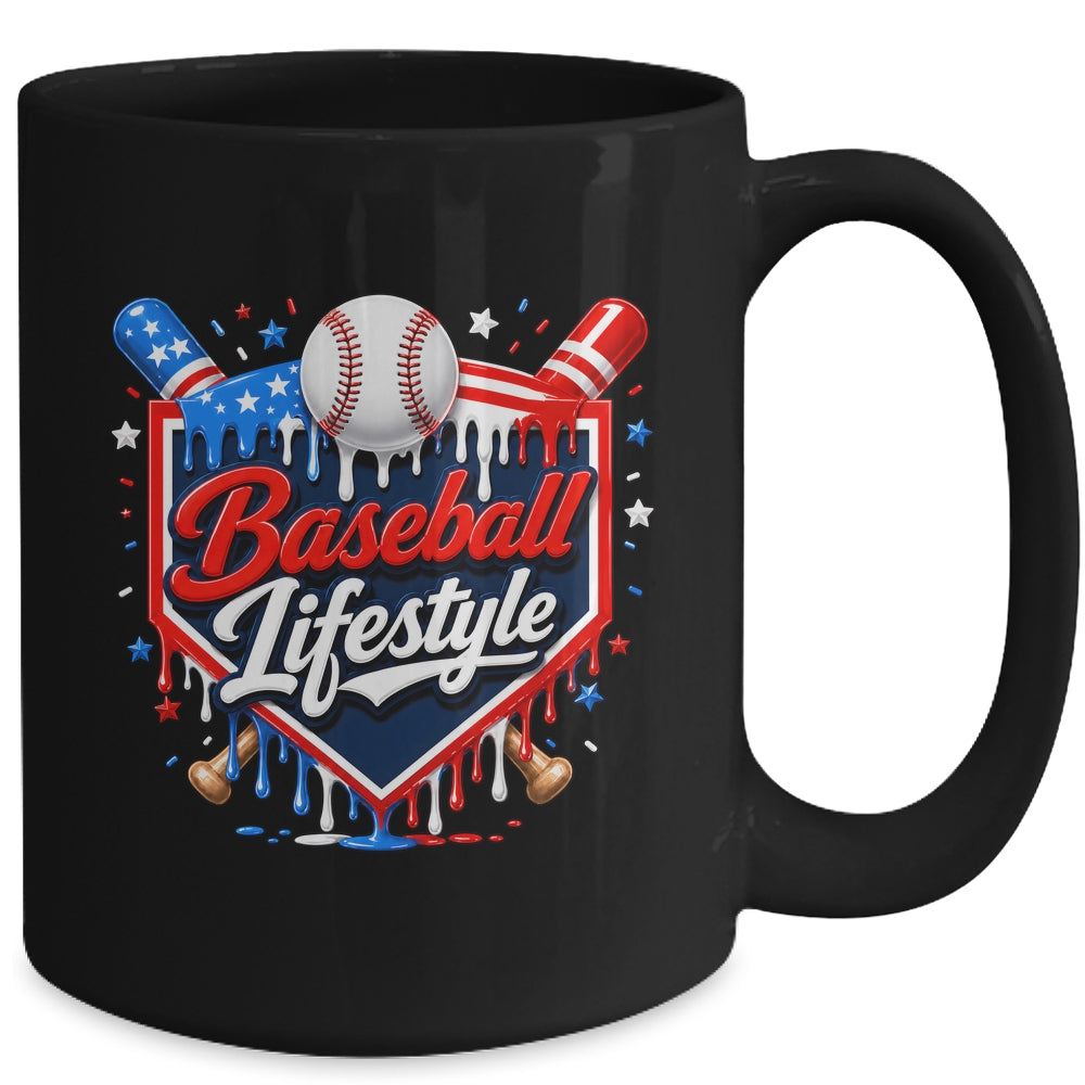 Baseball Life Style 4Th Of July Youth Drip Baseball Boy Kids Mug | siriusteestore