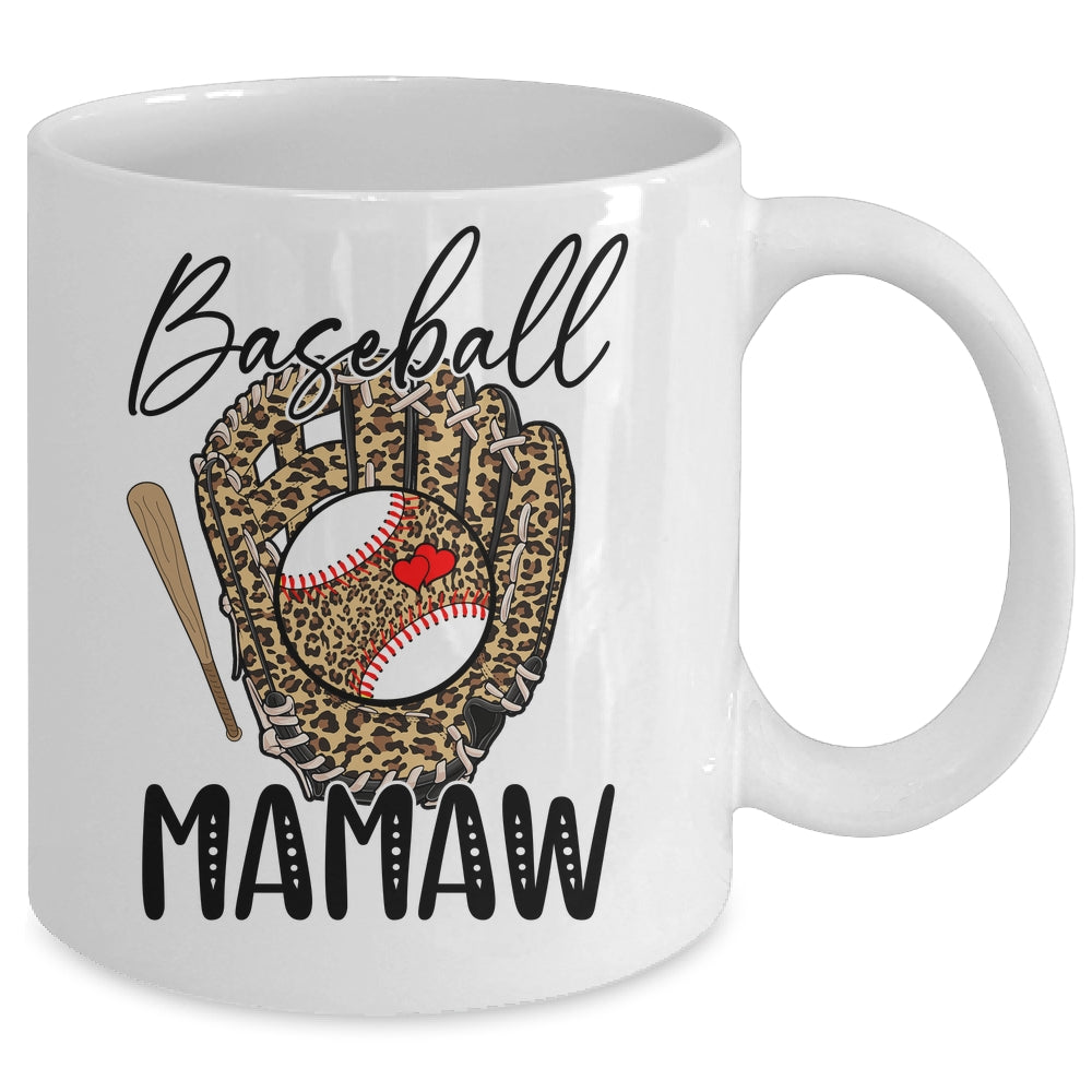 Baseball Mamaw Leopard Game Day Women Lover Mothers Day Mug | siriusteestore