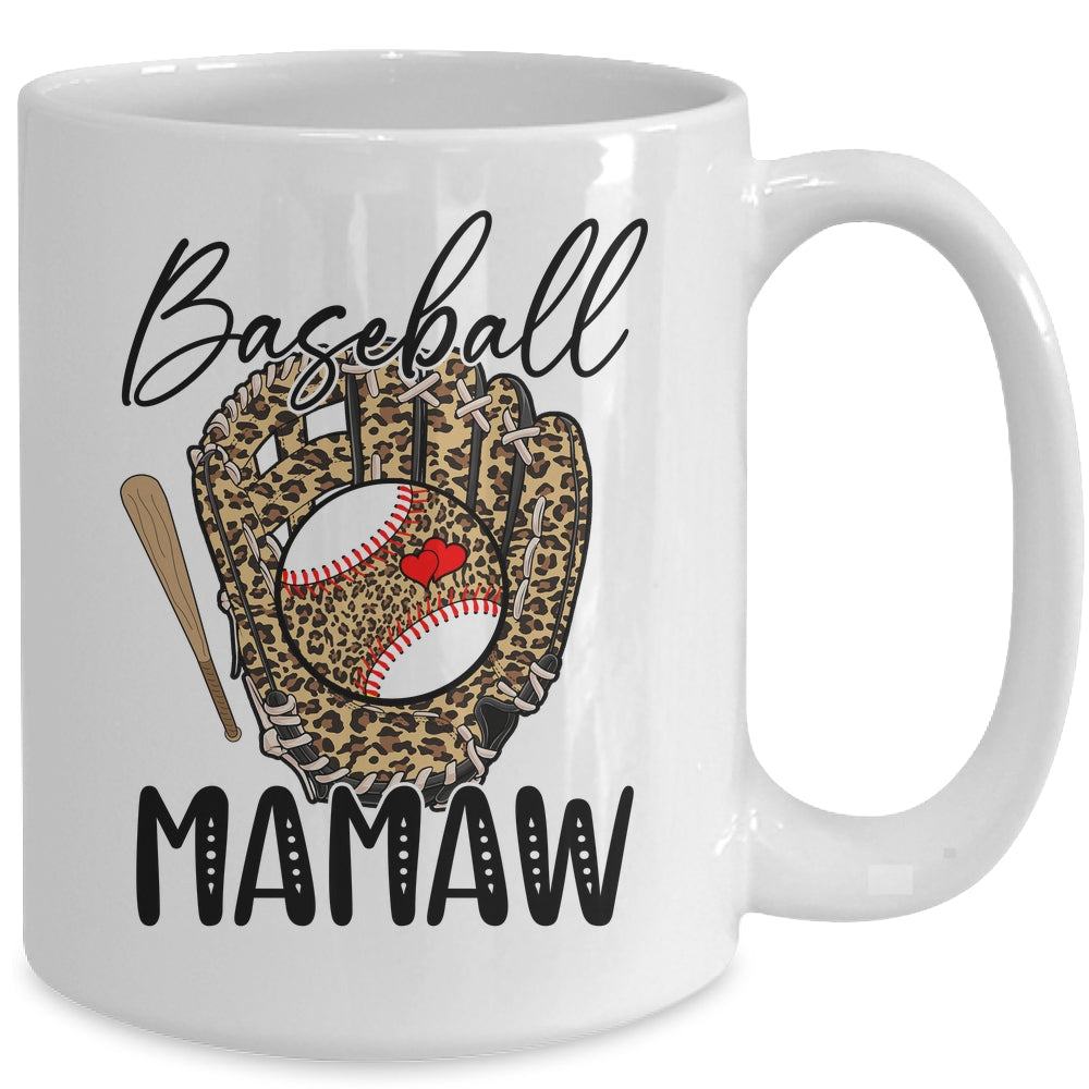 Baseball Mamaw Leopard Game Day Women Lover Mothers Day Mug | siriusteestore