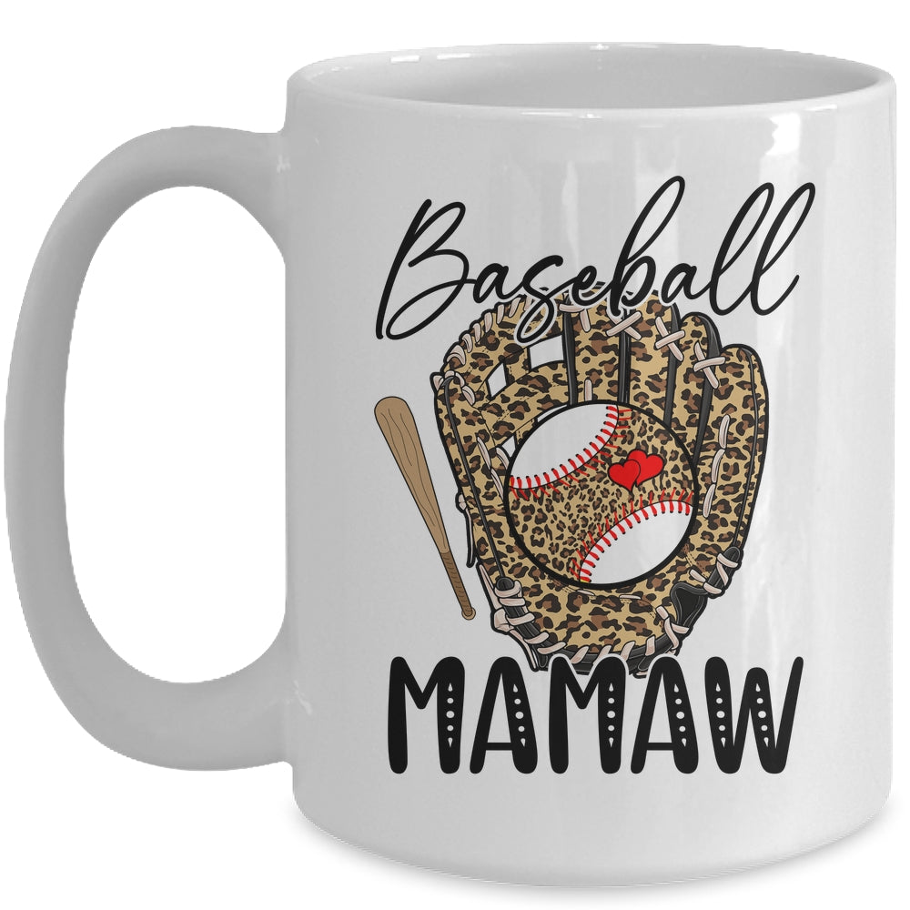 Baseball Mamaw Leopard Game Day Women Lover Mothers Day Mug | siriusteestore
