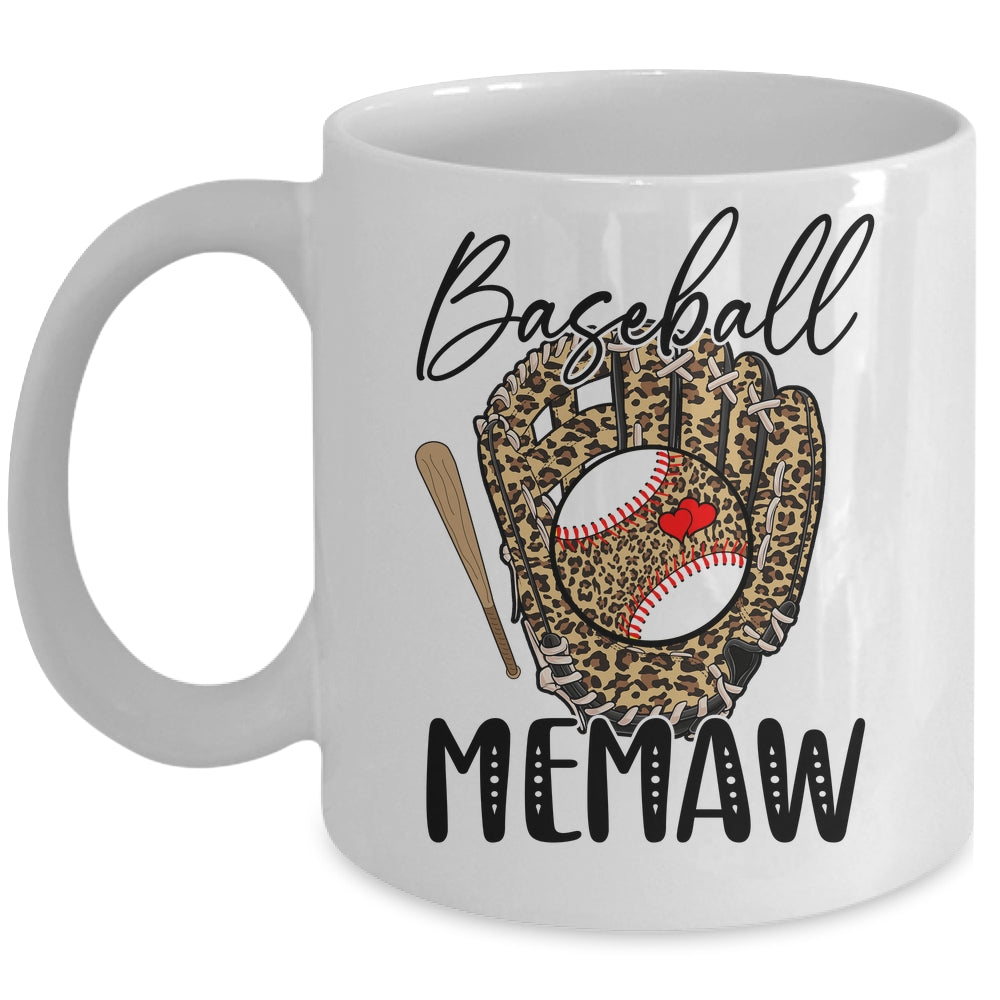 Baseball Memaw Leopard Game Day Women Lover Mothers Day Mug | siriusteestore