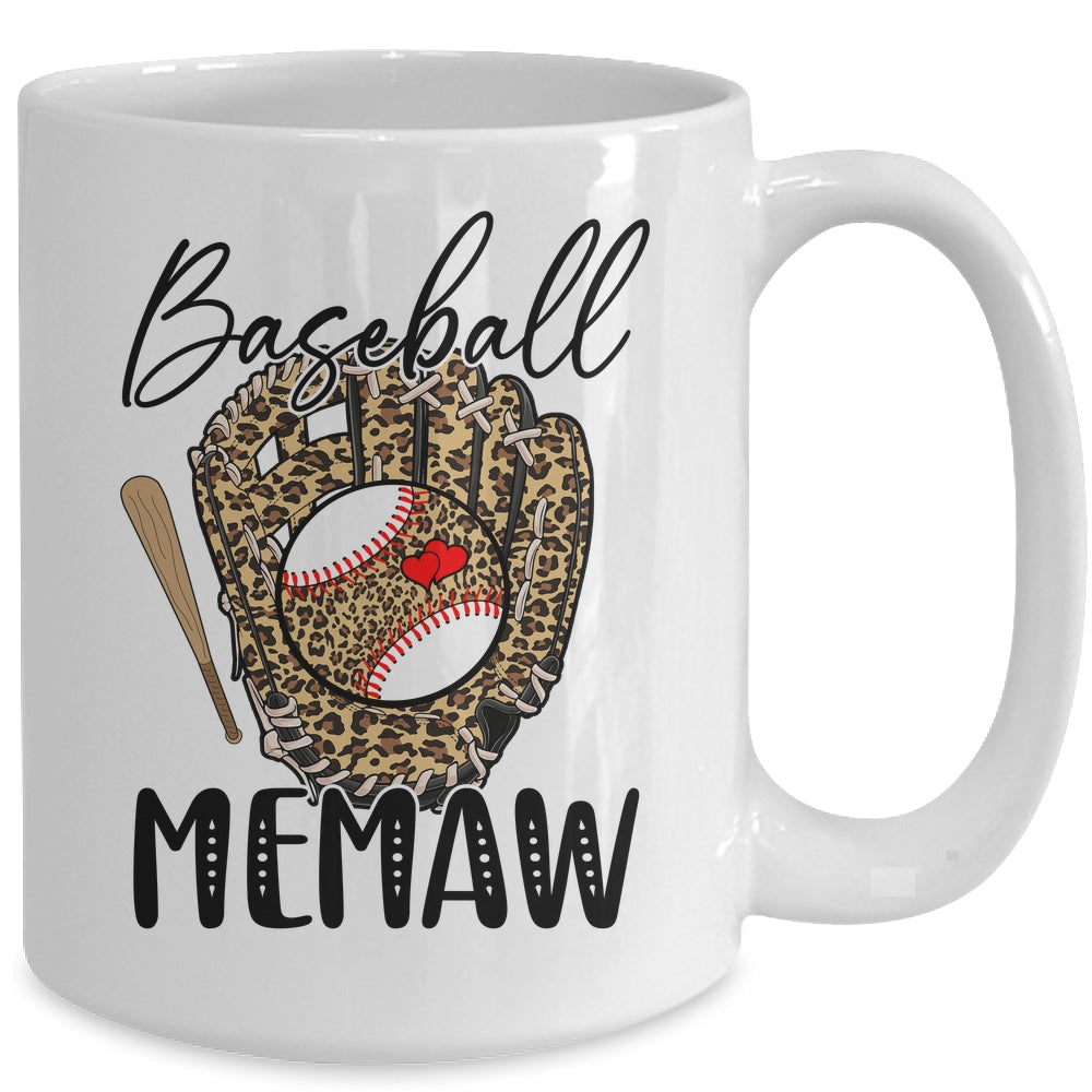 Baseball Memaw Leopard Game Day Women Lover Mothers Day Mug | siriusteestore
