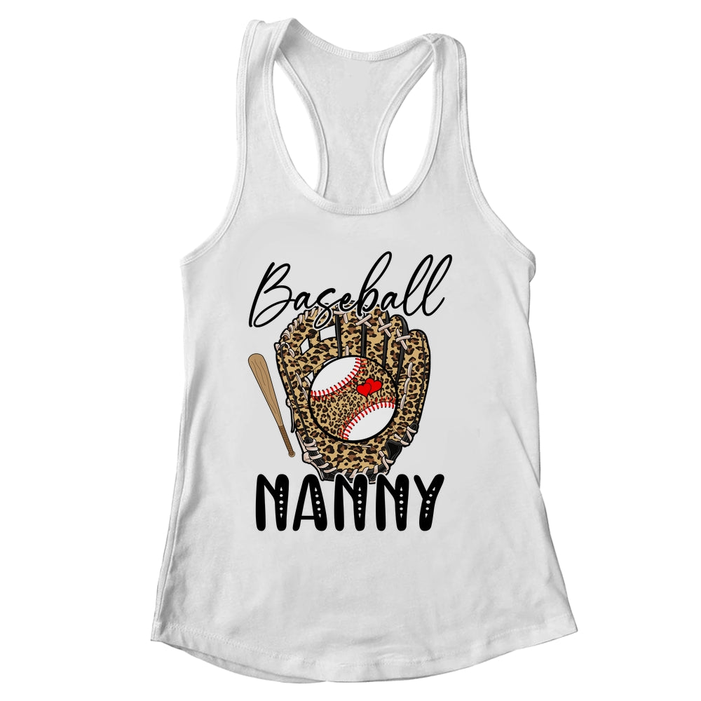Baseball Nanny Leopard Game Day Women Lover Mothers Day Shirt & Tank Top | siriusteestore