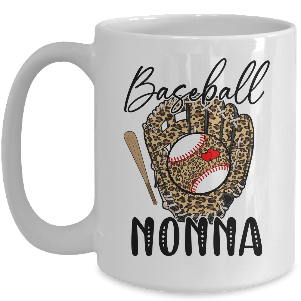Baseball Nonna Leopard Game Day Women Lover Mothers Day Mug | siriusteestore