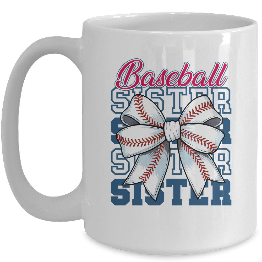 Baseball Sister Coquette Bow Biggest Fan Sport Lovers Girl Mug | siriusteestore