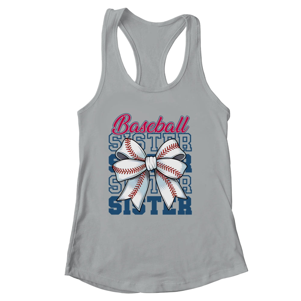 Baseball Sister Coquette Bow Biggest Fan Sport Lovers Girl Shirt & Tank Top | siriusteestore