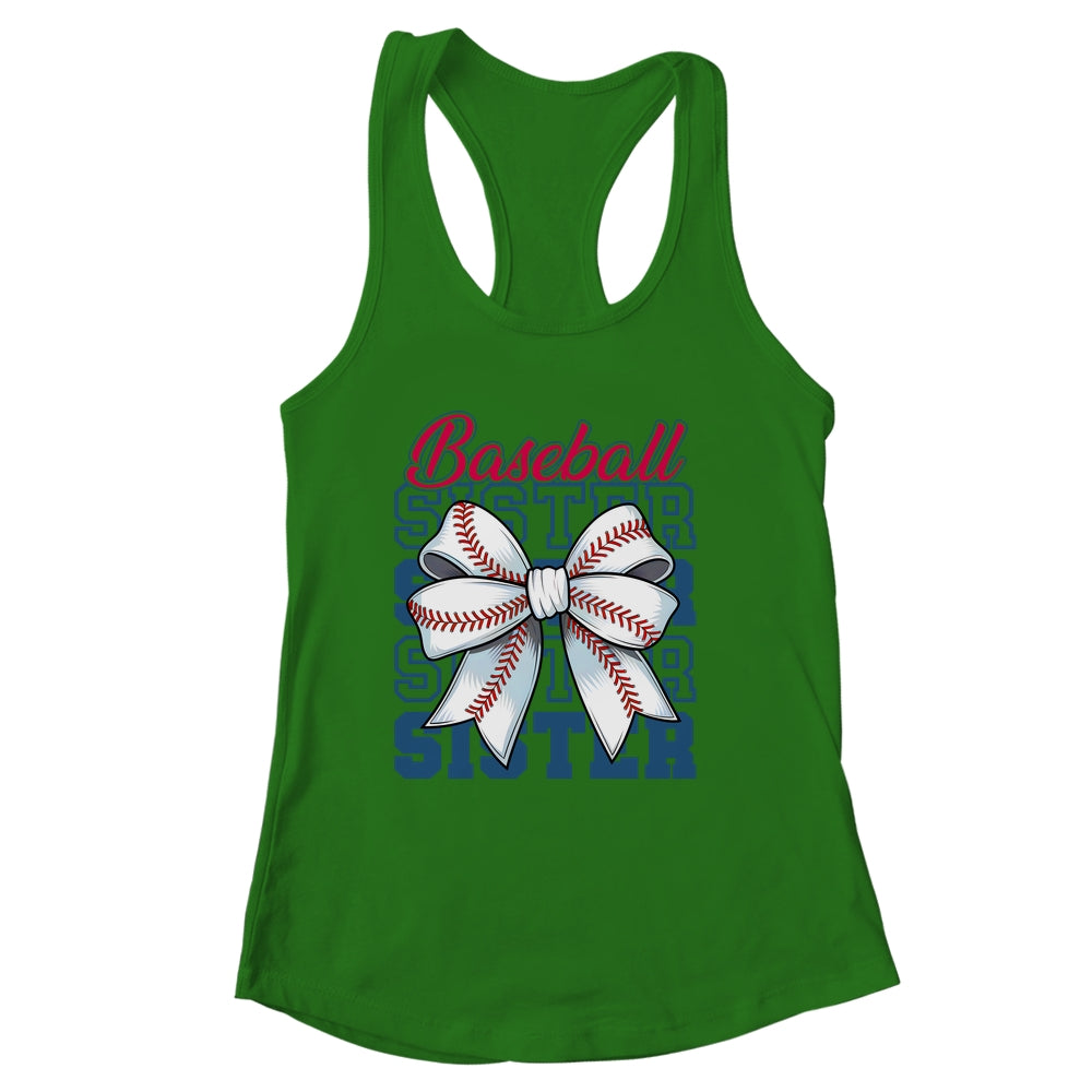 Baseball Sister Coquette Bow Biggest Fan Sport Lovers Girl Shirt & Tank Top | siriusteestore