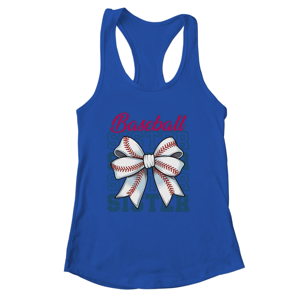 Baseball Sister Coquette Bow Biggest Fan Sport Lovers Girl Shirt & Tank Top | siriusteestore