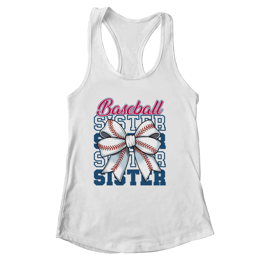 Baseball Sister Coquette Bow Biggest Fan Sport Lovers Girl Shirt & Tank Top | siriusteestore