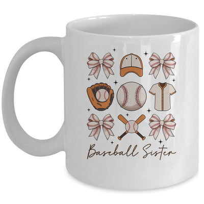 Baseball Sister Coquette Bow Fan Girls Cheer Baseball Mug | siriusteestore