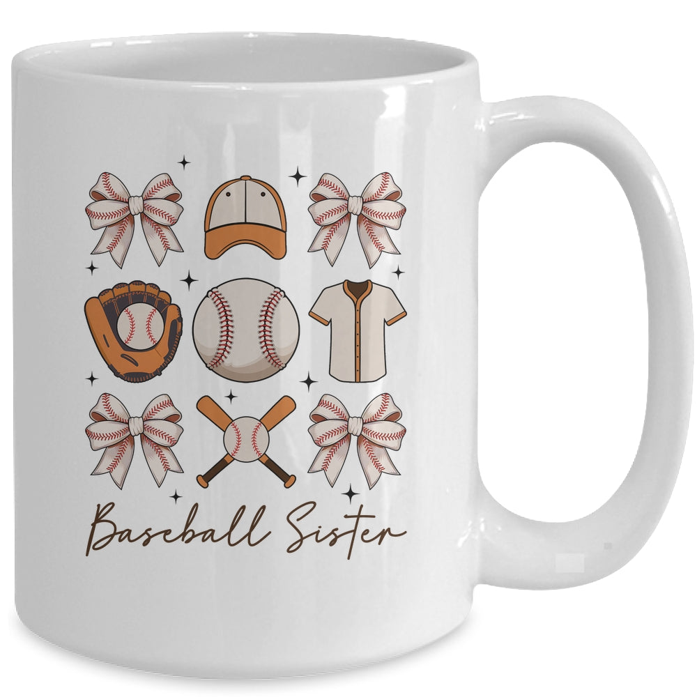 Baseball Sister Coquette Bow Fan Girls Cheer Baseball Mug | siriusteestore