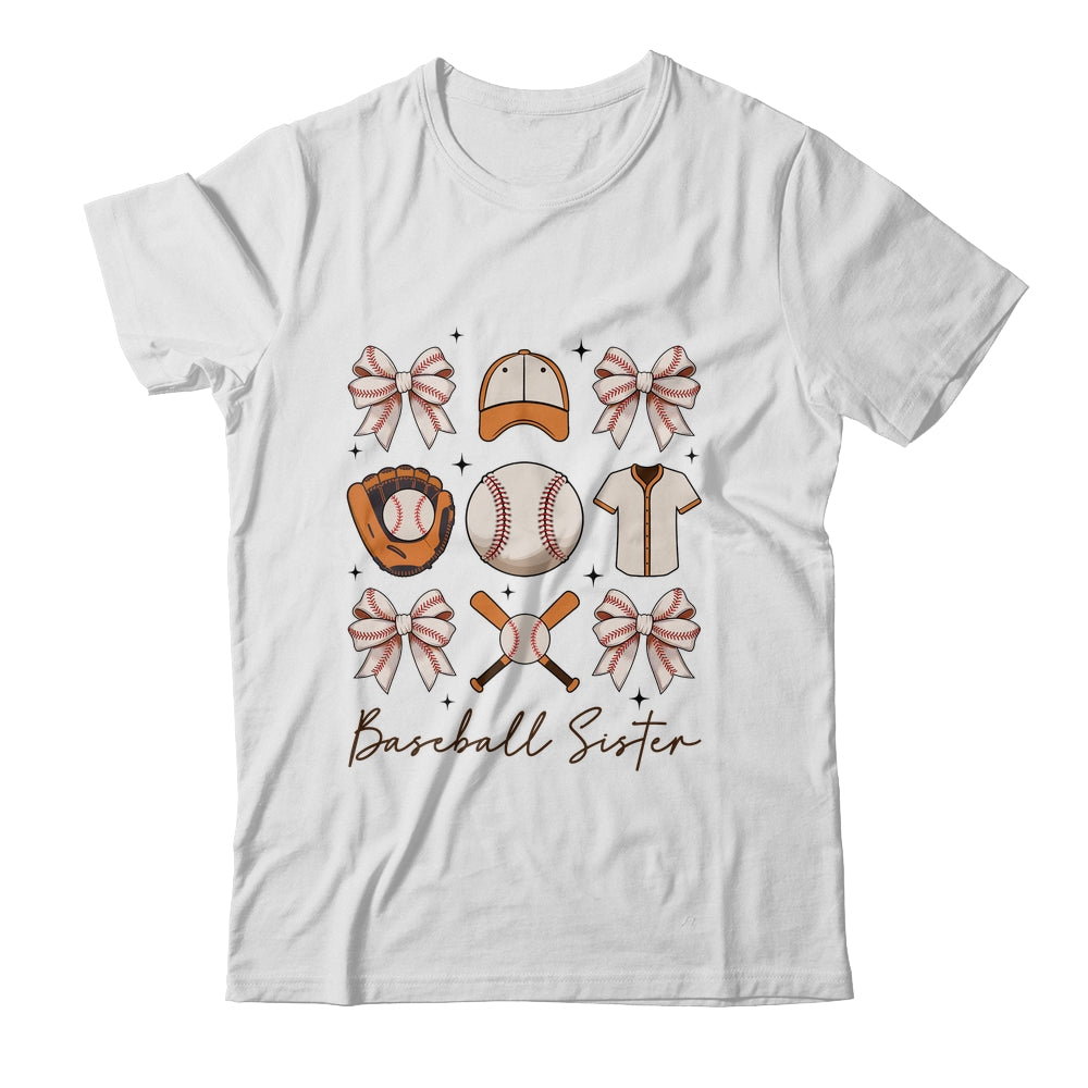 Baseball Sister Coquette Bow Fan Girls Cheer Baseball Shirt & Tank Top | siriusteestore