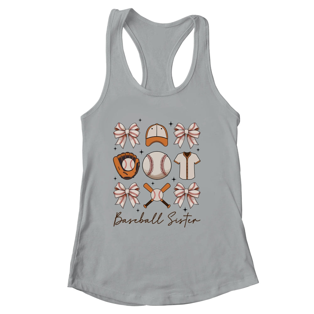 Baseball Sister Coquette Bow Fan Girls Cheer Baseball Shirt & Tank Top | siriusteestore