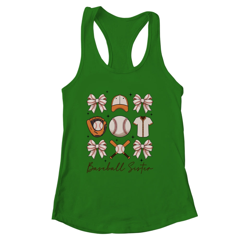 Baseball Sister Coquette Bow Fan Girls Cheer Baseball Shirt & Tank Top | siriusteestore