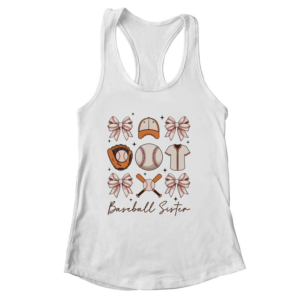 Baseball Sister Coquette Bow Fan Girls Cheer Baseball Shirt & Tank Top | siriusteestore