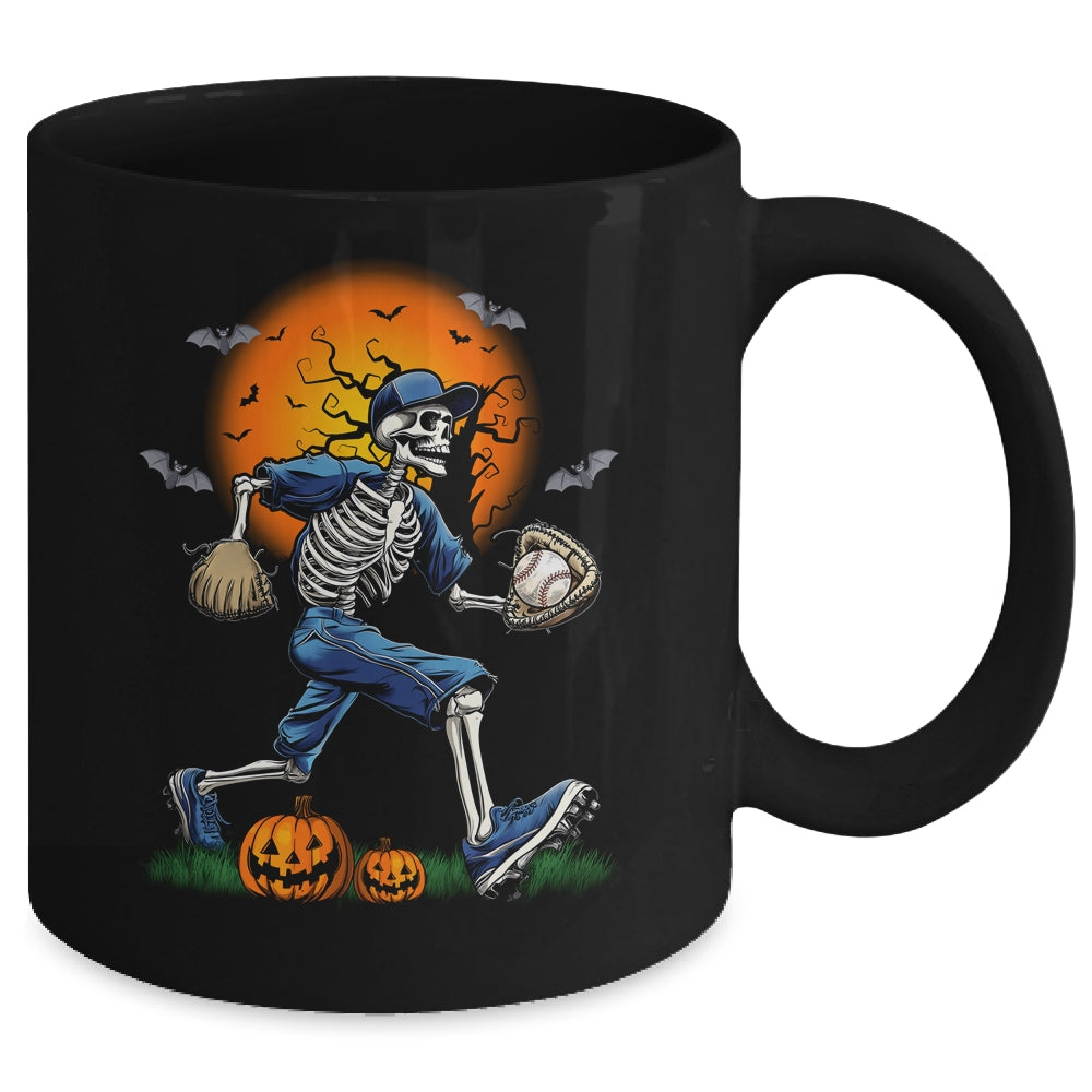 Baseball Skeleton Halloween Men Boys Baseball Spooky Season Mug | siriusteestore