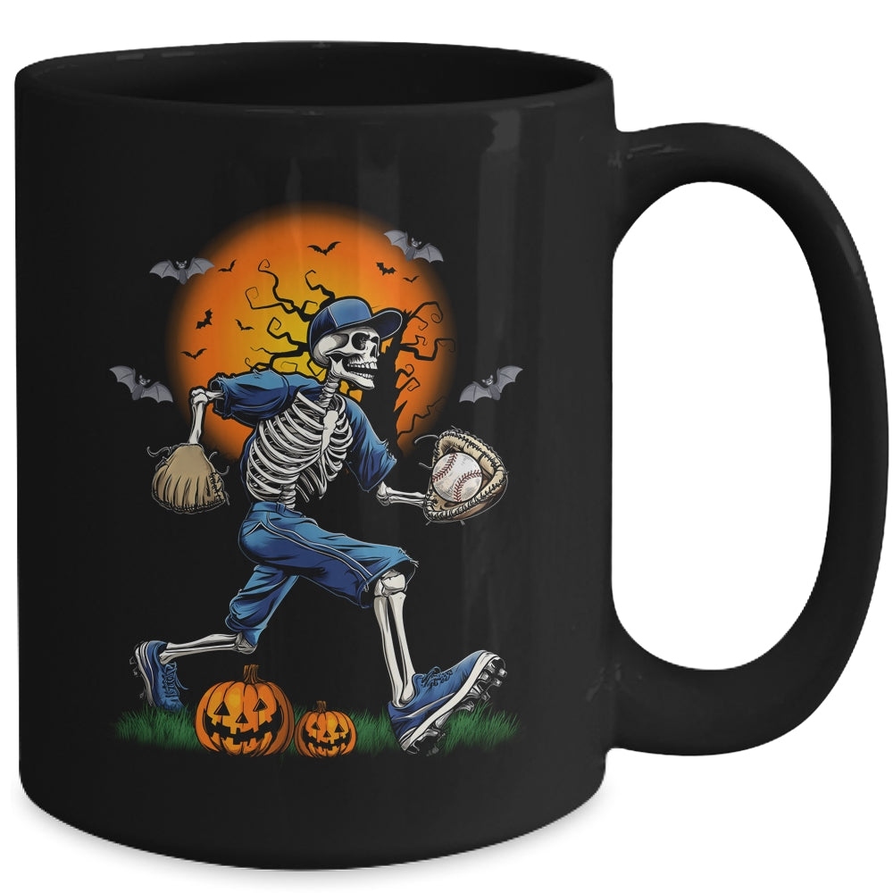 Baseball Skeleton Halloween Men Boys Baseball Spooky Season Mug | siriusteestore
