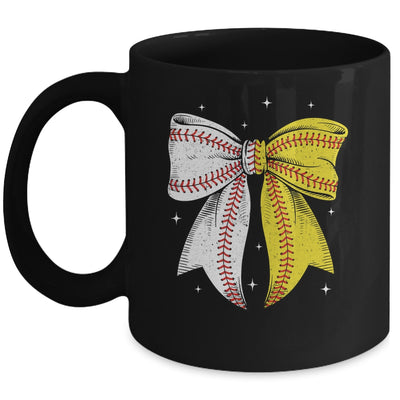 Baseball Softball Coquette Bow Game Day Heart Love Mom Life Mug | siriusteestore