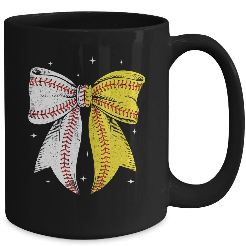 Baseball Softball Coquette Bow Game Day Heart Love Mom Life Mug | siriusteestore