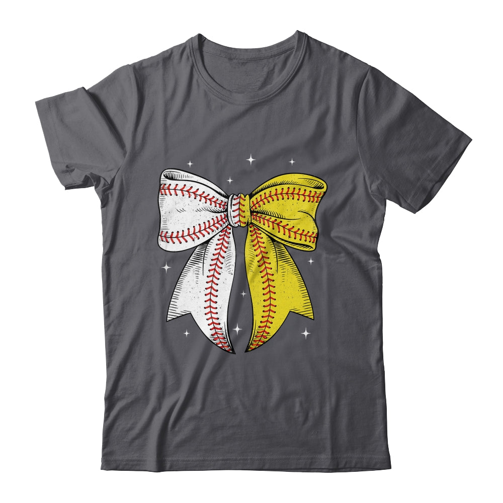 Baseball Softball Coquette Bow Game Day Heart Love Mom Life Shirt & Tank Top | siriusteestore
