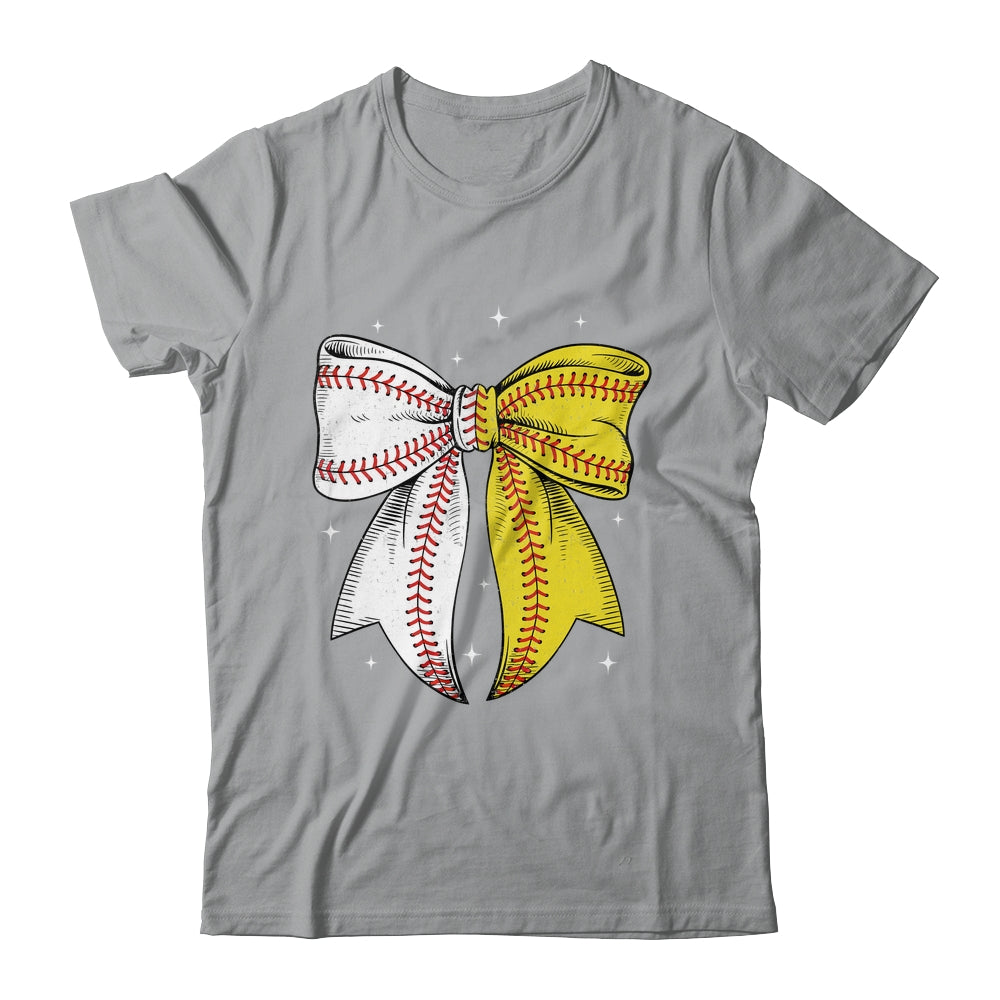Baseball Softball Coquette Bow Game Day Heart Love Mom Life Shirt & Tank Top | siriusteestore